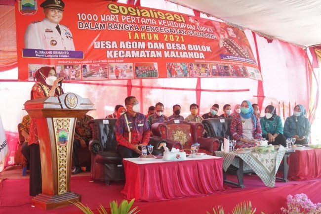 Hj. Winarni Nanang Ermanto Menghadiri 1000 hari Pertama Kelahiran desa Bulok dan Agom Kecamatan Kalianda