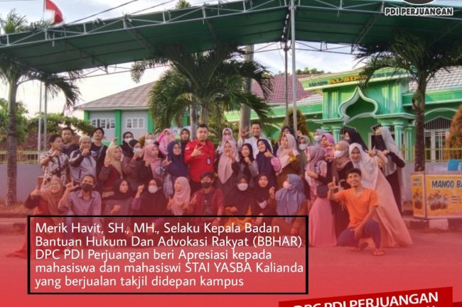 Merik Havit, SH., MH., Selaku Kepala Badan Bantuan Hukum Dan Advokasi Rakyat (BBHAR) DPC PDI Perjuangan beri Apresiasi kepada mahasiswa dan mahasiswi STAI YASBA Kalianda 
